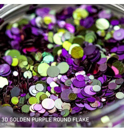 3D Golden Purple Round Flake