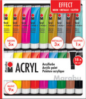 Marabu Acrylfarben-Set "EFFECT", 18 x 36 ml