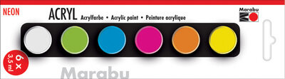 Marabu Acrylfarben-Set "NEON", 6 x 3,5 ml