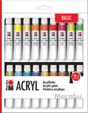 Marabu Acrylfarben-Set, 18 x 36 ml, farbig sortiert