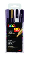 POSCA Pigmentmarker PC-3M, 3+1 GRATIS Etui