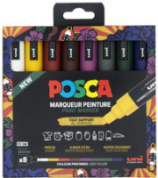 POSCA Pigmentmarker PC-5M, 8er Etui, farbig sortiert