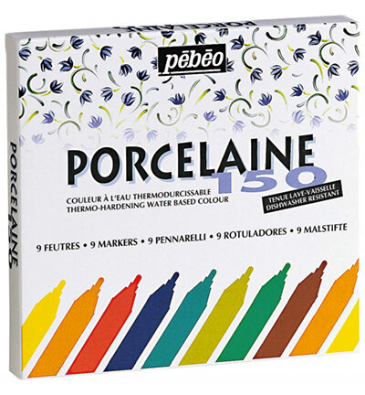 Porcelaine 150, 9 marker set, assorti, fine nib