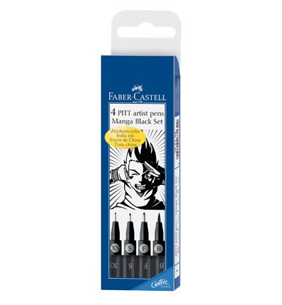 Zeichenmarker FC Pitt Artist Pen Brush Manga 4-teiliges Federmï¿½ppchen Schwarz