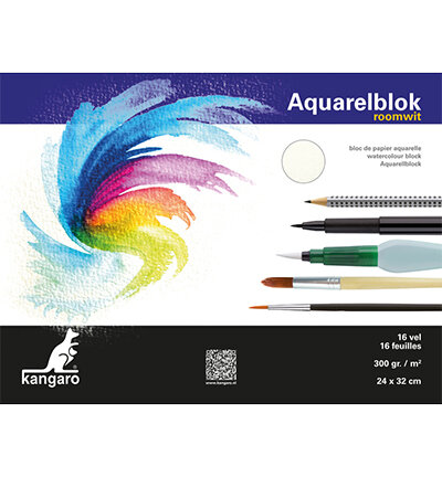 Block Aquarellpapier Kangaro 32x24cm 300 Gramm 16 Blatt cremeweiï¿½